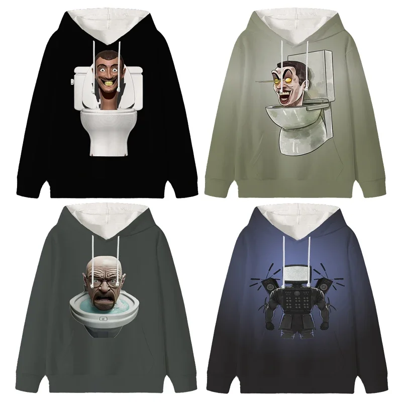Skibidi toalete com capuz dos desenhos animados speakerman roupas câmera homem filmadora menino menina bebê criança bonito crianças manga longa