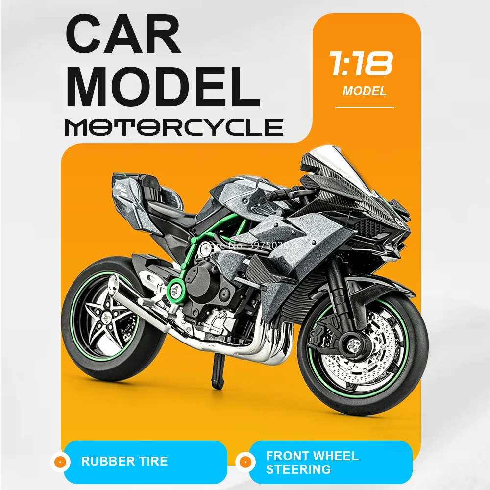 

1:18 Motorcycle Kawasaki H2R Yamaha R3 Suzuki GSX250R Car Toy Alloy Diecast Model Rubber Tire Shock Absorption Cars Gift for Boy