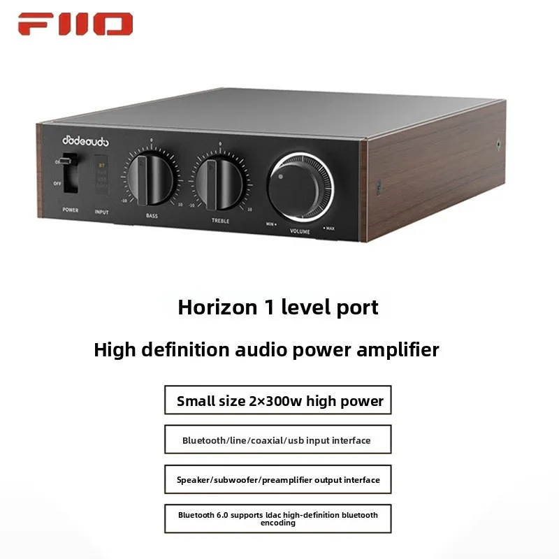 FiiO Horizon Level 1 High Power Audio Amplifier, Wireless Bluetooth LDAC Hi-Res HiFi Stereo Amp Home Desktop Music Audio System