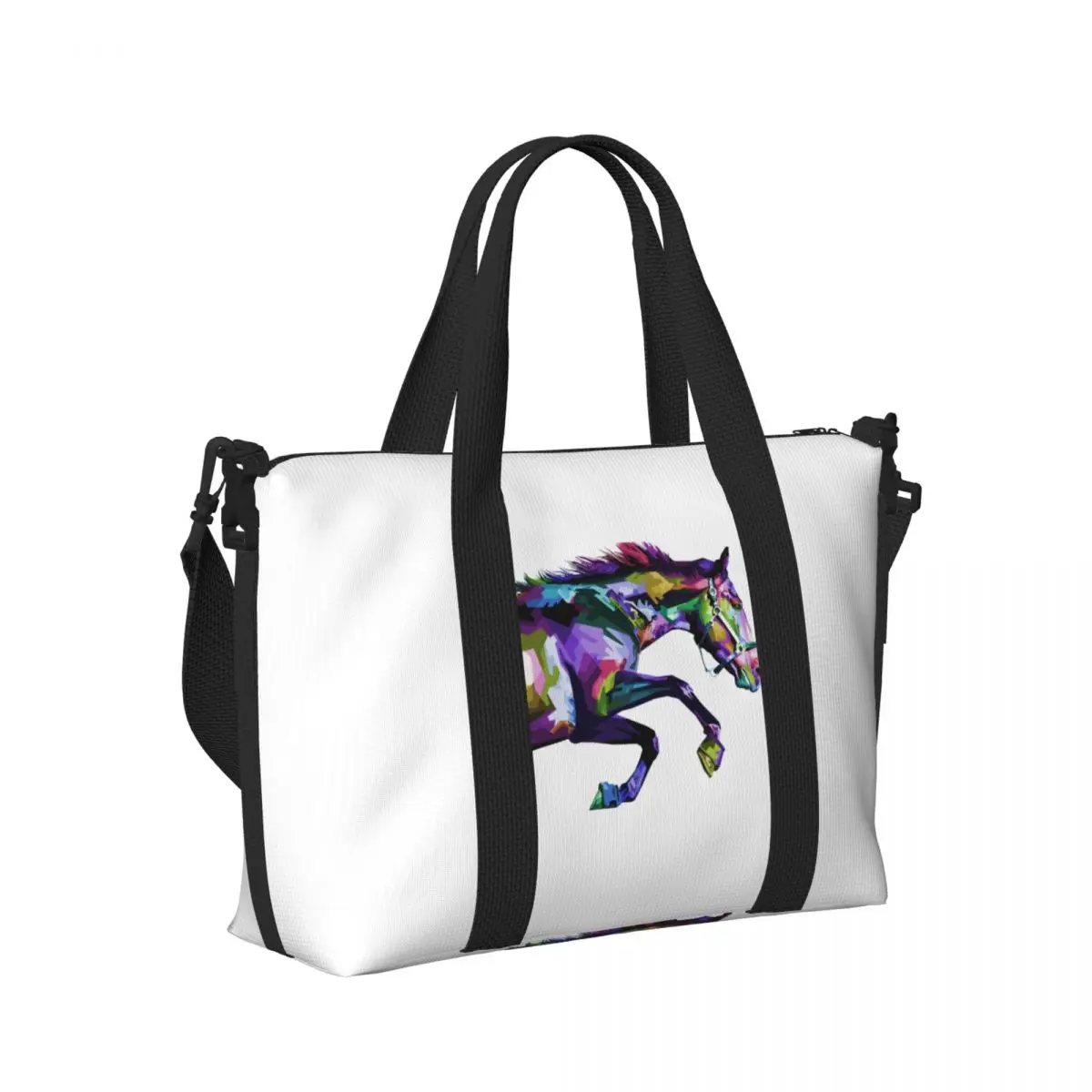

Floral Horse Christmas Gift Beach Travel Bag Large Capacity Tote Bags for Gym Sport Women Shopping Duffle Shoulder Bag