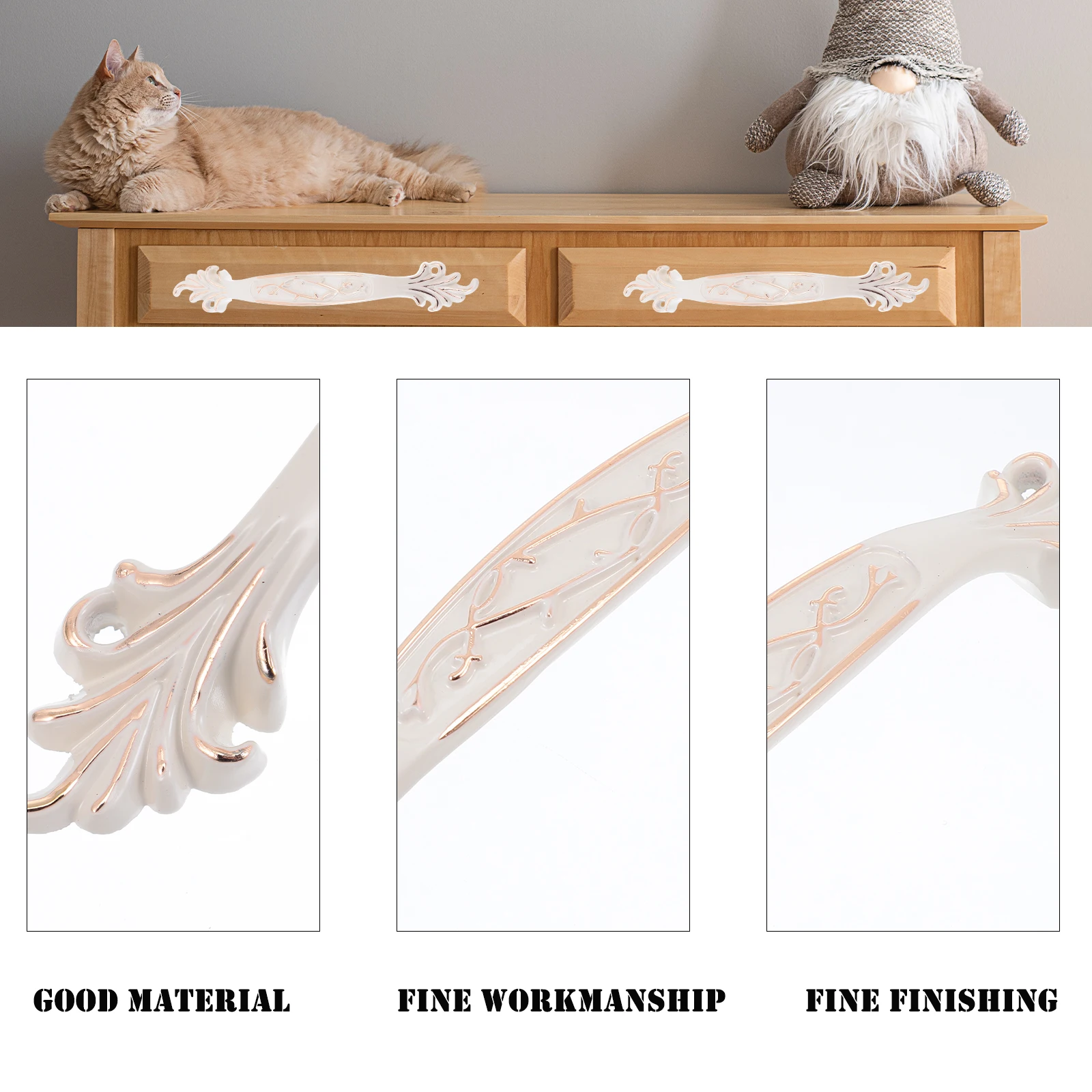 

4 Pcs Beautiful Antique White Cabinet Handles Retro Style Door Pulls Durable Wardrobe Knobs