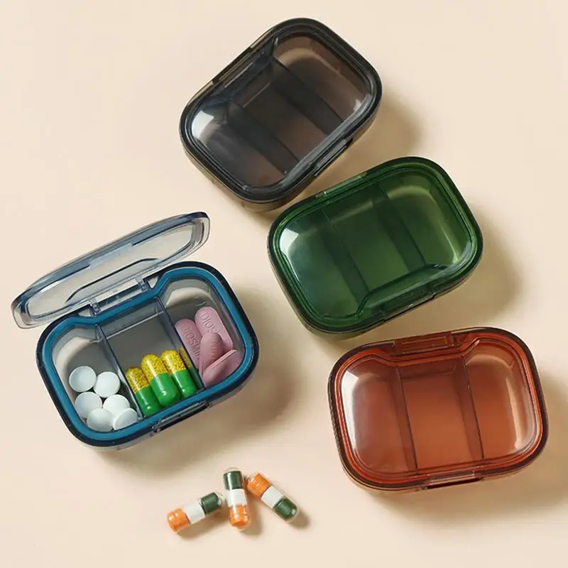 Weekly Medicine Organizer 3 Times A Day Separate 3 Compartment Pill Container Pill Box Aesthetic Portable Separate 3 Compartment