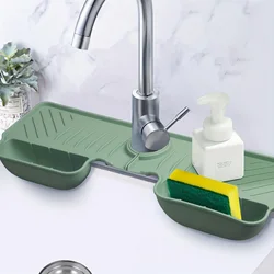 Household Silicone Sink Drain Rack Faucet Splash Proof Drain Rack Water Collecting Pad Sponge Rag Steel Wool Gadget Storage Box