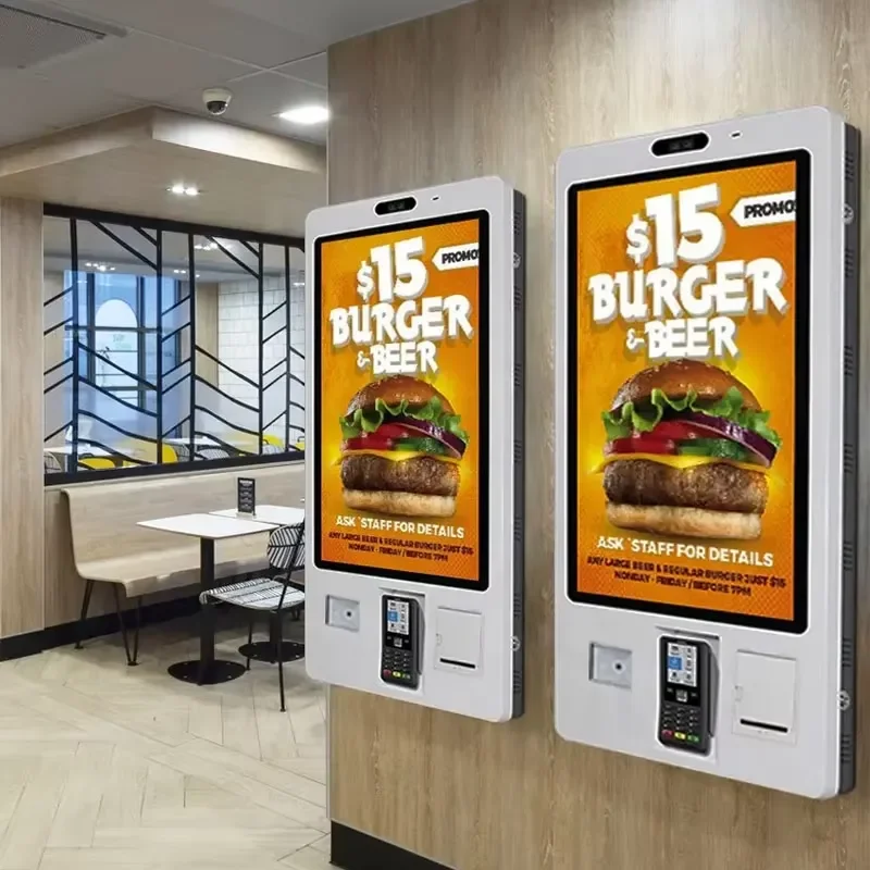 HONGNUO Restaurant Touch Screen Cashless POS Fast Food Self Service Order Payment Terminal Kiosk Floor Stand Machine