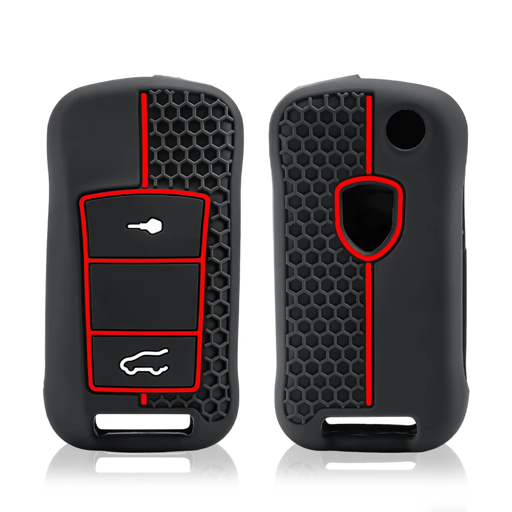 2/3 Buttons Silicone Car Door Keys Hole Cover Cap Case Fob Keyring Holder For Porsche Panamera Cayenne GTS Carrera GT3