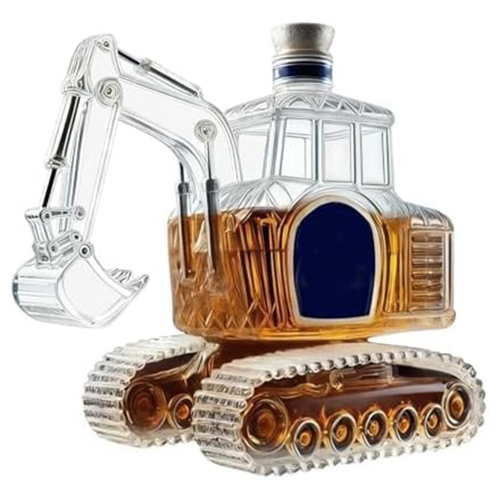 Excavator Shaped Glass Whiskey Decanter Glass Liquor Decanter Novelty Wine Bottle Gifts for Men Dad Husband Boyfriend
