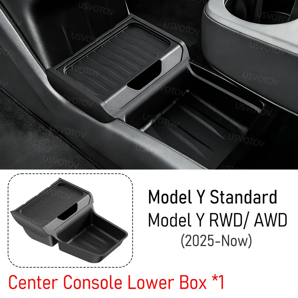Mittelkonsolen-Organizer für Tesla Model Y Standard RWD 2026 Zubehör Kofferraum-Seitenstauraum Getränkehalter Brems- und Gaspedalabdeckung