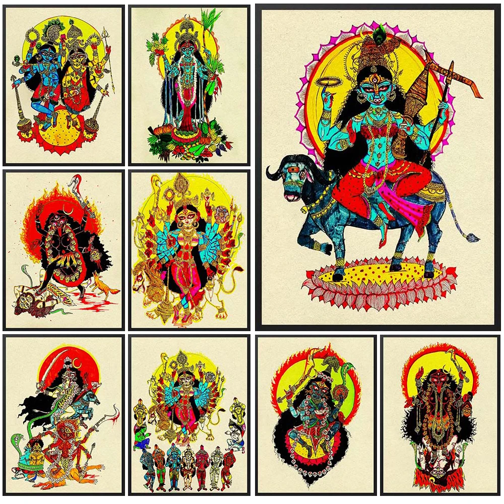 Hinduism Goddess Kali Shiva Parvati Lakshmi Vishnu Poster Wall Pictures For Church Room Decor Wall Art Canvas Painting Unframed