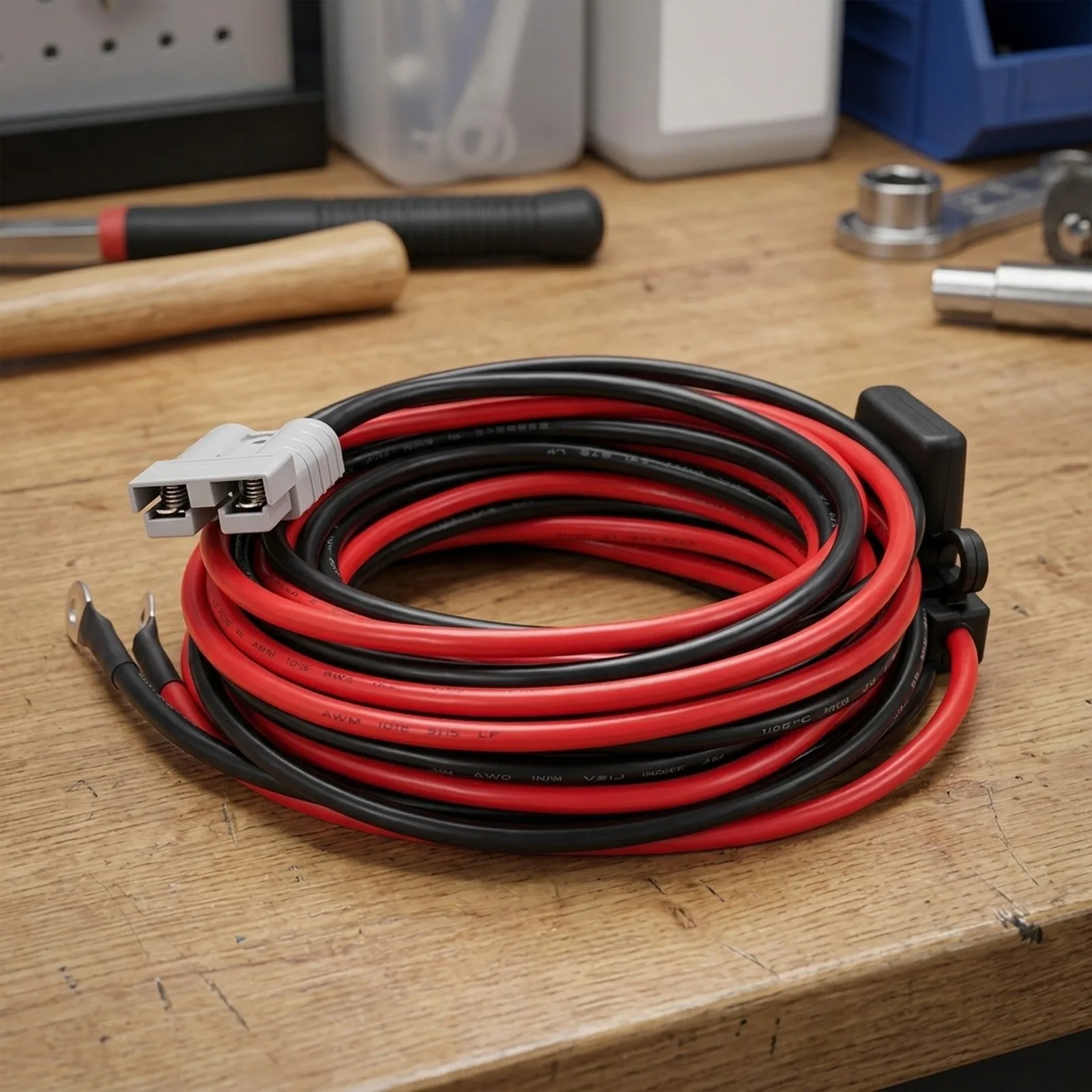 10AWG 2m Power Connector Cable Rated 50A 600V for DC DC Chargers Dual Battery Setups and Trailer Electrical Wiring