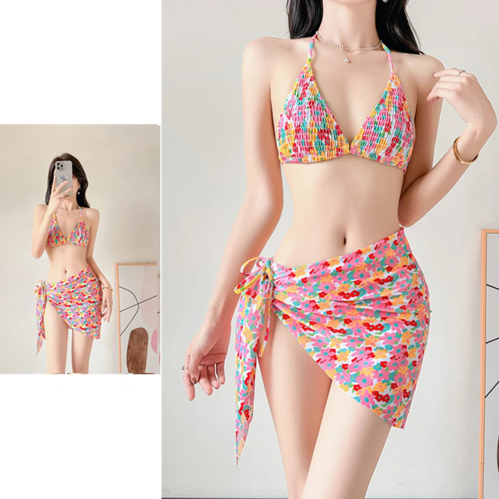 Comfortable Adjustable Bikini Casual Cover-up Floral Bikini Set Adjustable Straps Comfortable Fit Long-lasting Use
