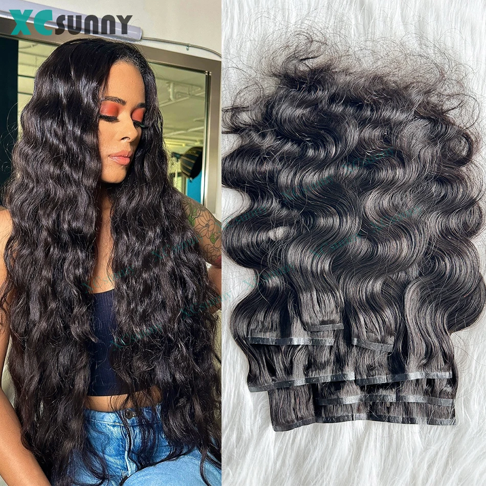 PU Clip Ins Hair Extensions Human Hair Body Wave Seamless Clip Ins Human Hair Double Drawn Skin Weft Clip In For Women 100g-240g