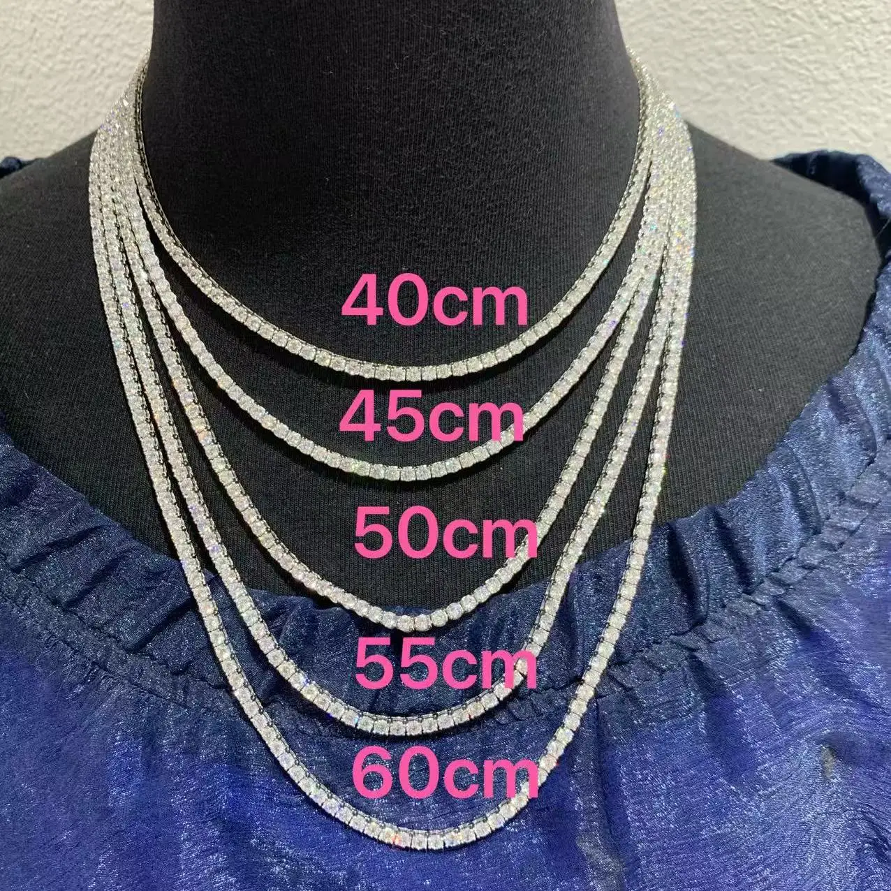 3MM 925 sterling silver with cubic zircon tennis necklace classic unisex jewerly fine jewelry for women & men single string