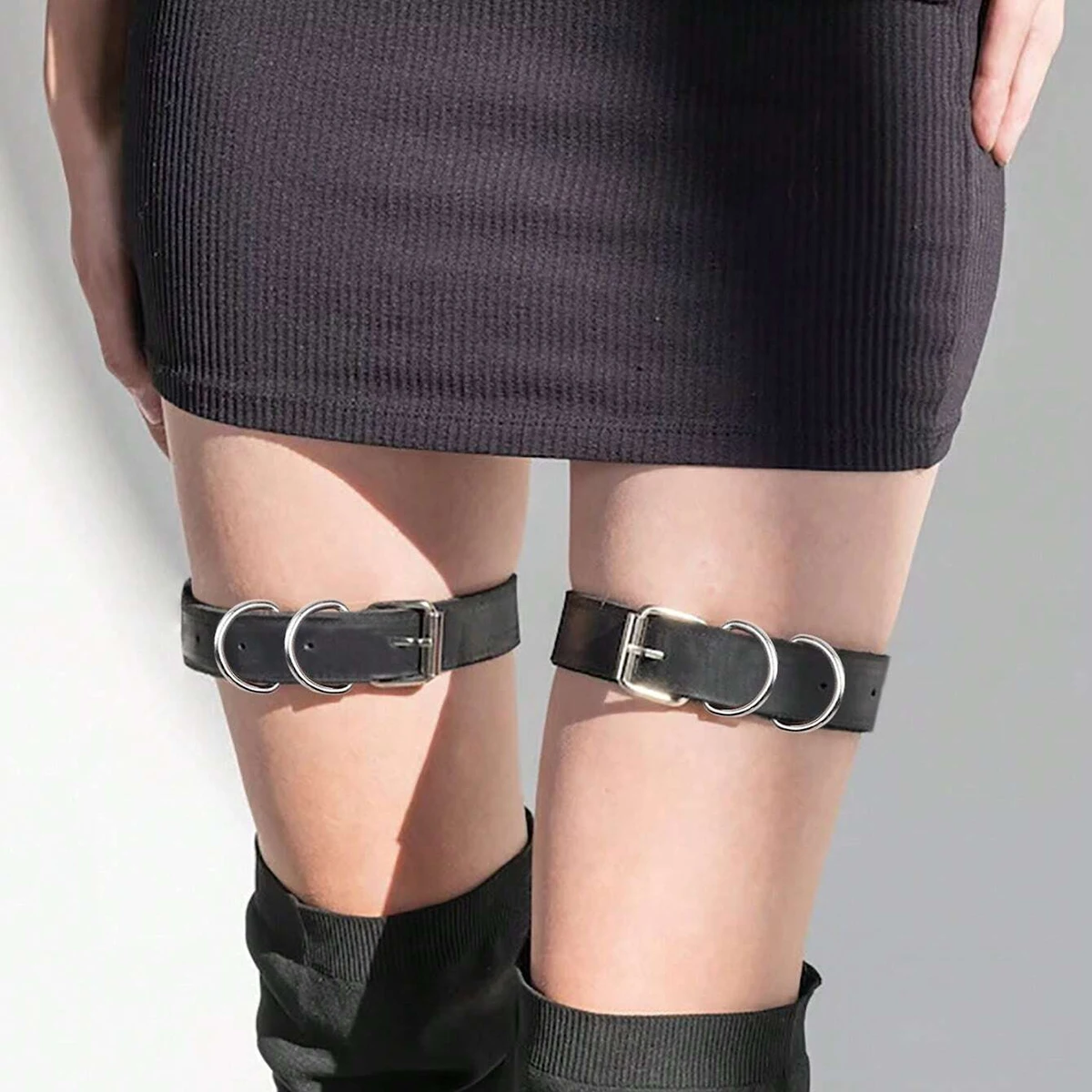 2PCs Einstellbare Punk Hohl Pu Gürtel Sexy frauen Strumpfbänder Bein Körper Zubehör Geeignet für Frauen – Detail 5