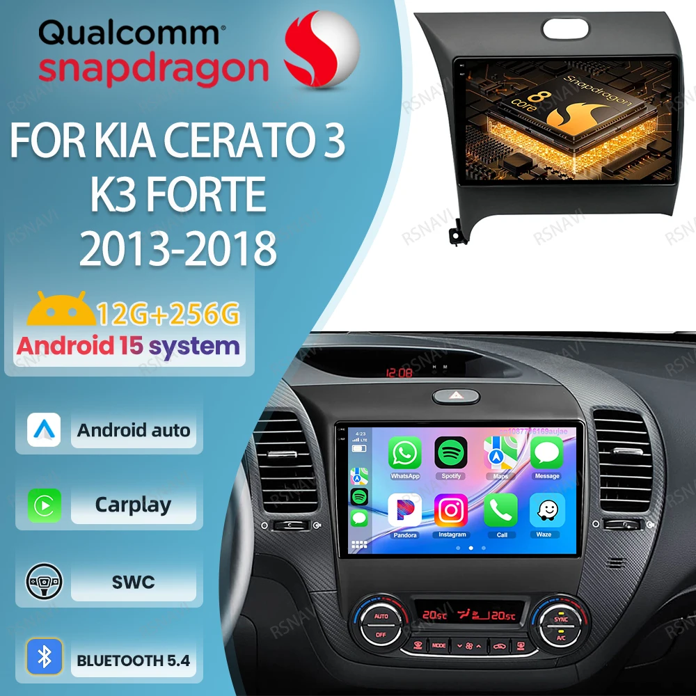 

Автомобильный радиоприемник Android 15 для Kia Cerato 3 K3 Forte 2013 2014 2015 2016 2017 2018 BT Мультимедиа 4G LTE GPS QLED 5G WIFI Навигация