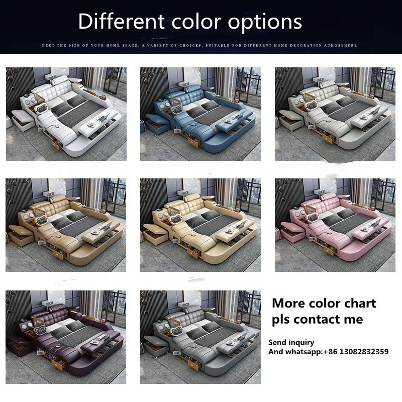 New Fashion Modern Bedroom Furniture Massage Bed Sets Multi Function King Size Bed Sets