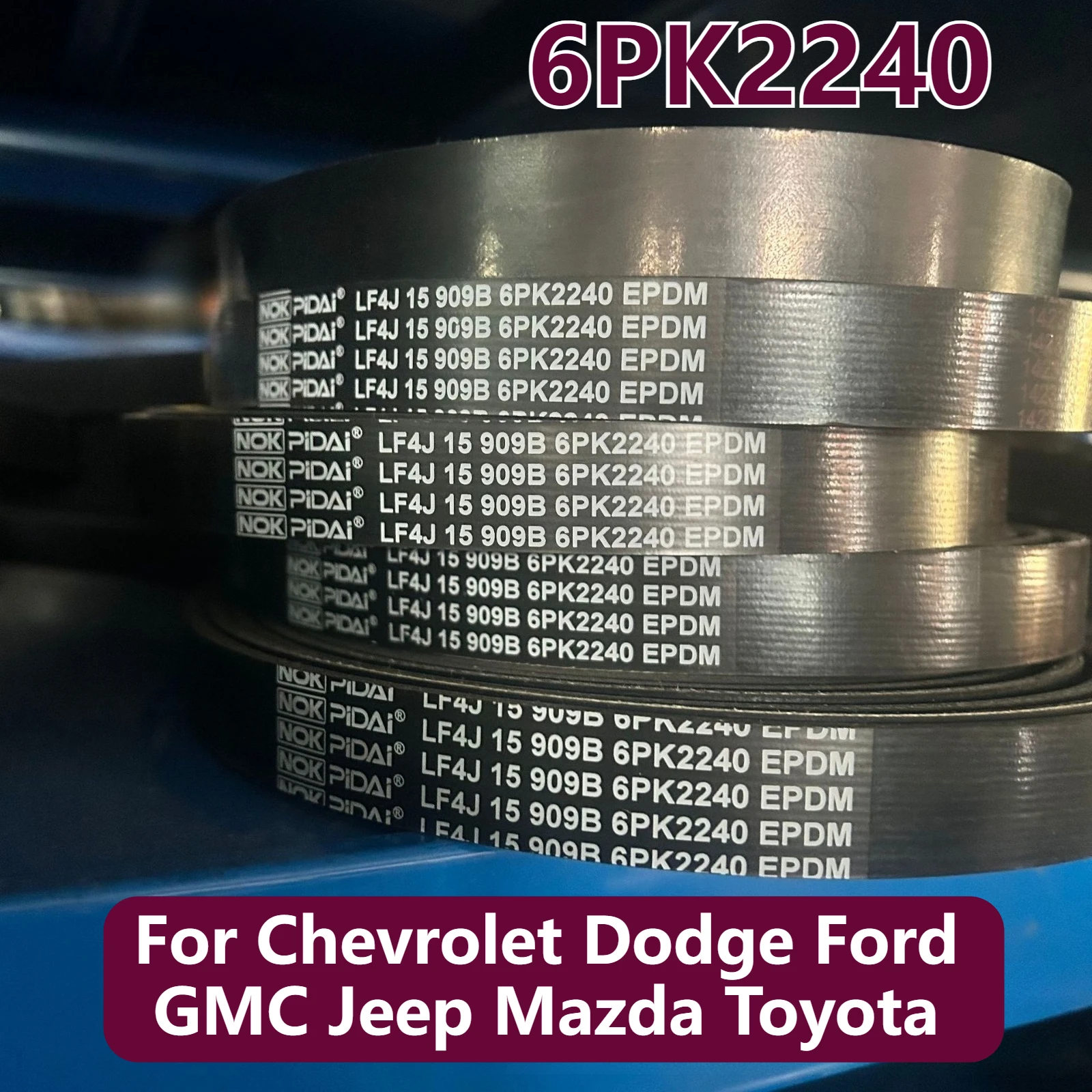 Correia serpentina EPDM 6PK2240 adequada para Chevrolet para Dodge para Ford para GMC para Jeep para Mazda para Toyota