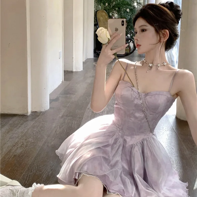 

Summer New Style Fairy Tale Women's Strapless Dress Gradient Color Puffy Short Skirt Korean Style Commute Pure Color Maxi Dress