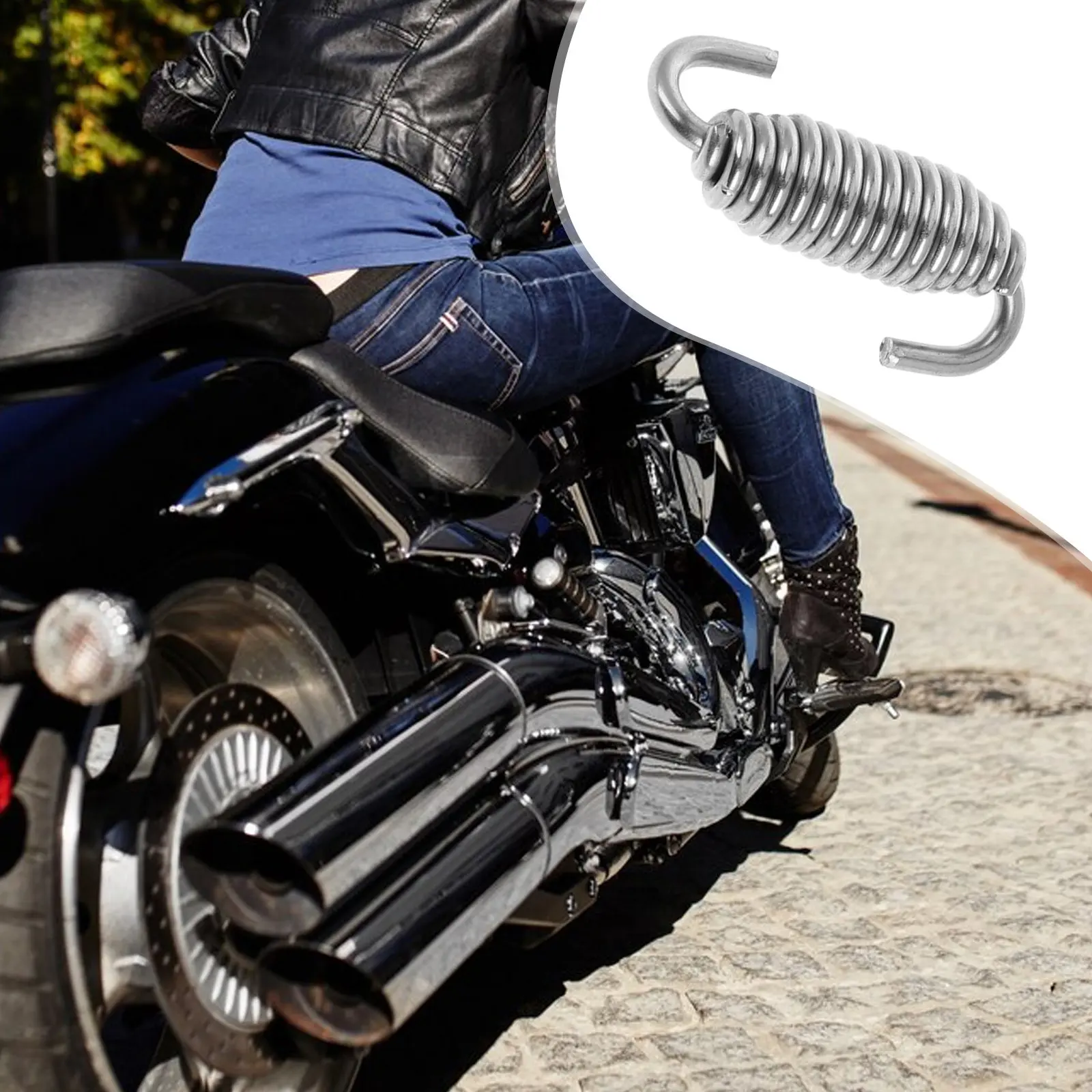 6Pcs Motorcycle Exhaust Pipe Springs Stainless Steel High Temperature Resistant 54Mm Spring Hooks Universal Tension Springs