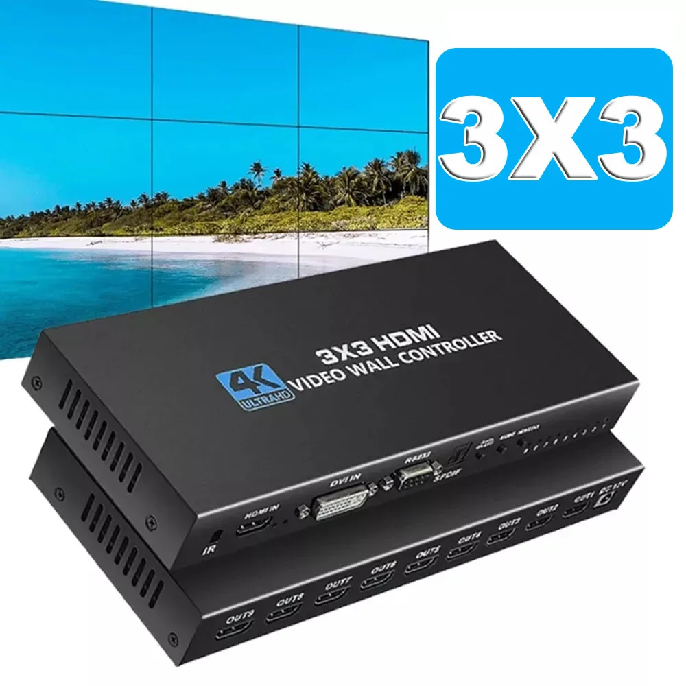 4K HDMI Video Wall Controller 3X3/2X3/2X2 Video Wall Processor HDMI Multi Video Screen Processor Splicer HDMI Wall Display