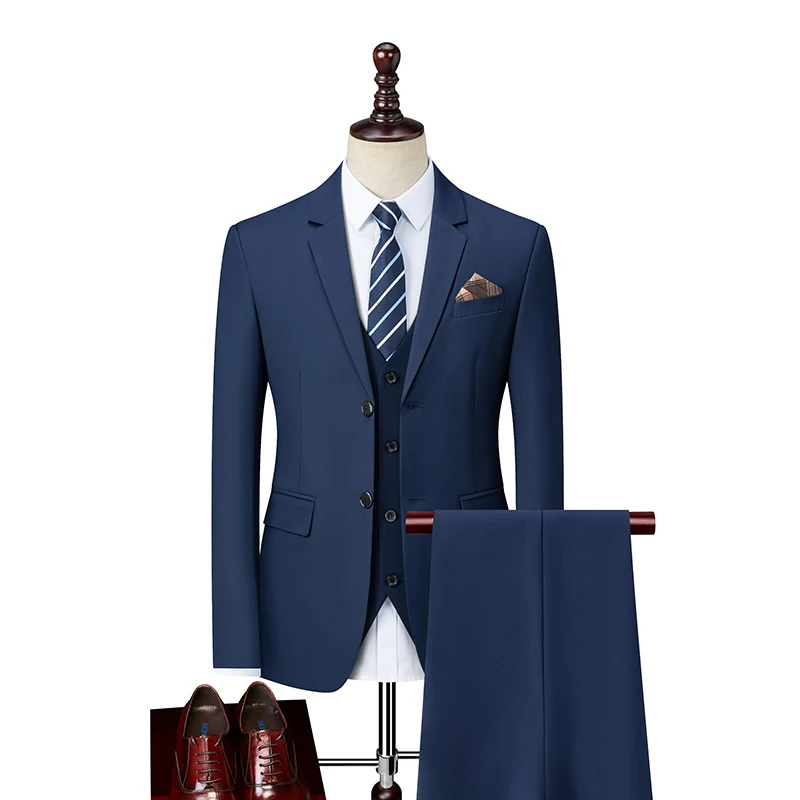 

Business quality double-buttoned suit for formal events, wedding, casual wear, thickened suit set of three pieces