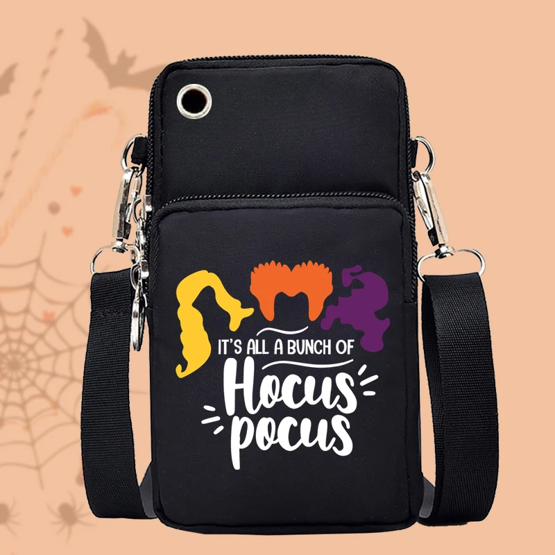 Hocus Pocus Halloween Women Mobile Phone Bag Funny Witch Graphics Purse Trick or Treat Shoulder Bags Halloween Women Handbags