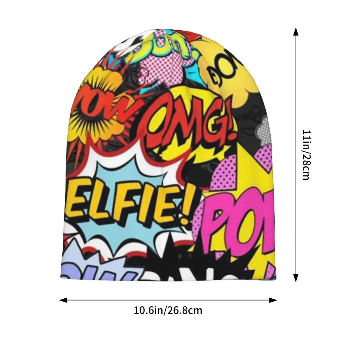 Fun Street Graffiti Comic Pop Art Warm Knitted Cap Fashion Bonnet Hat Autumn Winter Outdoor Beanies Hats for Unisex Adult