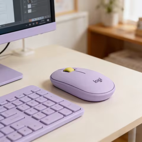 Logitech M350 Pebble Purple Wireless Mouse Bluetooth 2.4G Dual Mode Silent Click Slim for Office Laptop PC Desktop