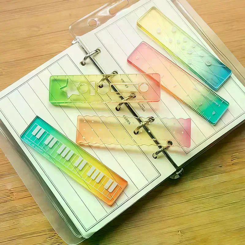 Mini Iridescent Cartoon Palm Straight Ruler Colorful Student Measuring Tool for Classroom Desk Accessories 5/10/50pcs