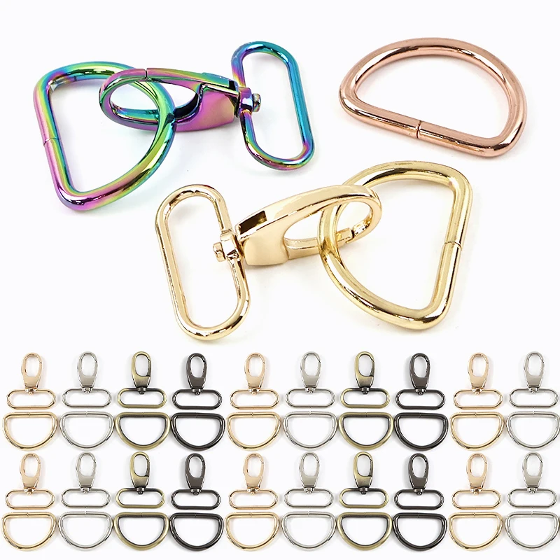 

2/5Sets 20-38mm Metal Buckles Rotating Lobster Buckle D Ring Connect Clasp Bag Strap Adjust Spring Hook DIY Hardware Accessories