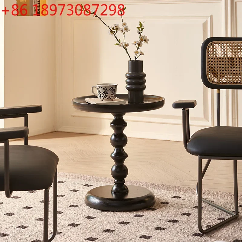 

Nordic solid wood edge few round medieval small coffee table modern simple small table rack cup table