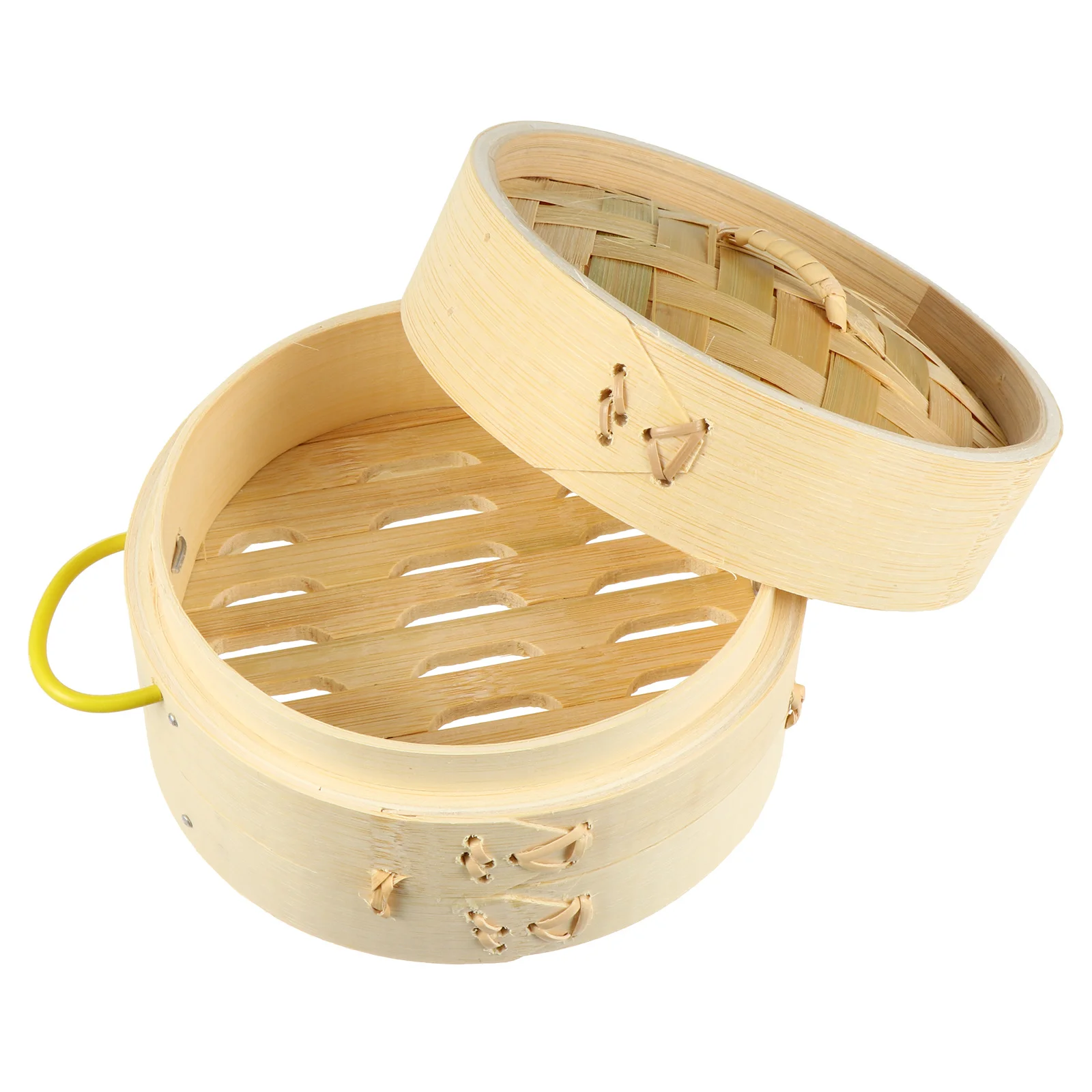 

2pcs Bamboo 15Cm Chinese Food Reusable Kitchen Tool Steamer With Lid For Vegetables Fish Meat Dim Sum Dumplings Household