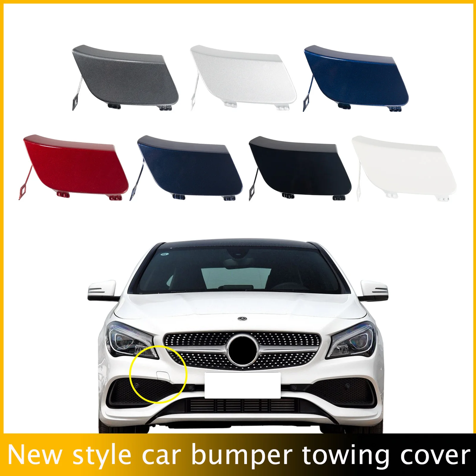 

Front Bumper Tow Hook Cap Towing Eye Cover For Mercedes-Benz CLA Coupe W117 2016 -2020 With AMG Line Package Edition 1178856900