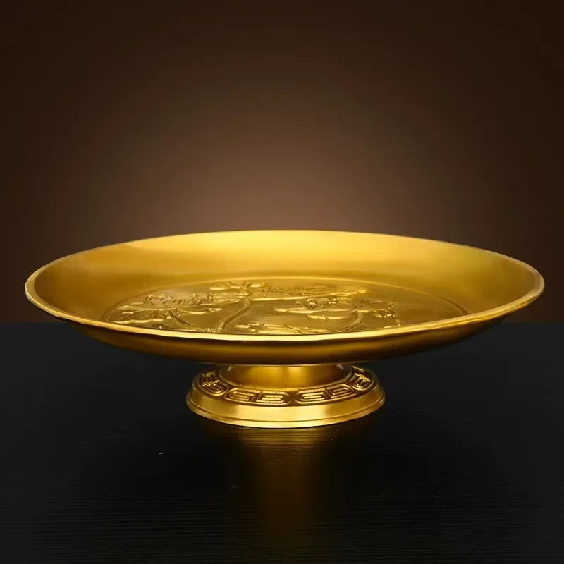 Brass offering plate for worship in front of the Buddha, household offering tray, fruit plate for worship, Buddhist supplies, of