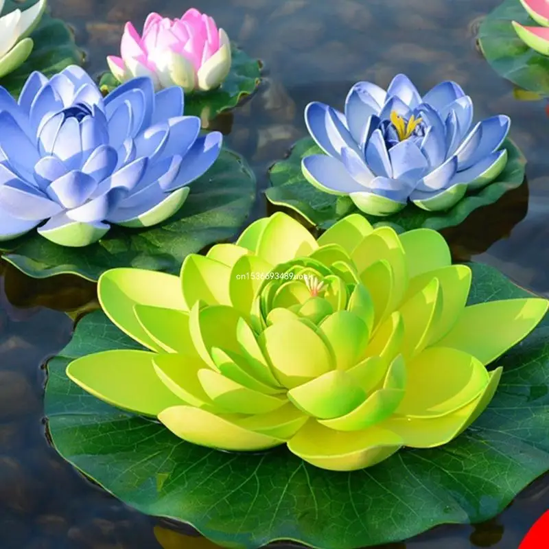 Artificial Floating Foam Lotuses Mixed Color Artificial Lotuses Flowers Display Charm for Pond and Garden Decors