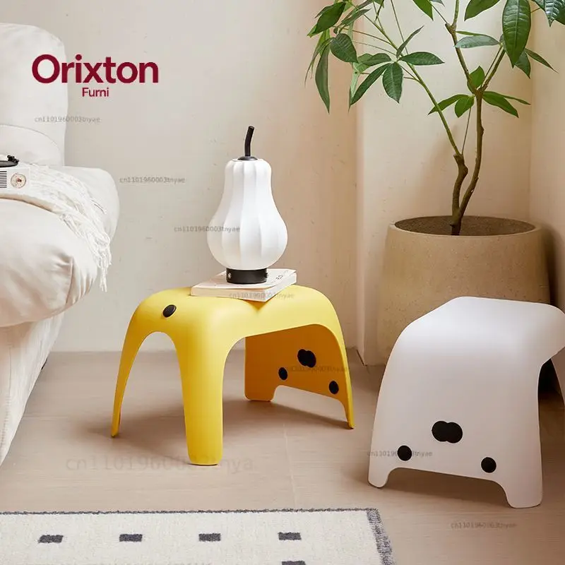 Cute Cat Stool Bathroom Shower Stool Anti Slip Short Chair Living Room Shoe Changing Chair Household Saving Furniture