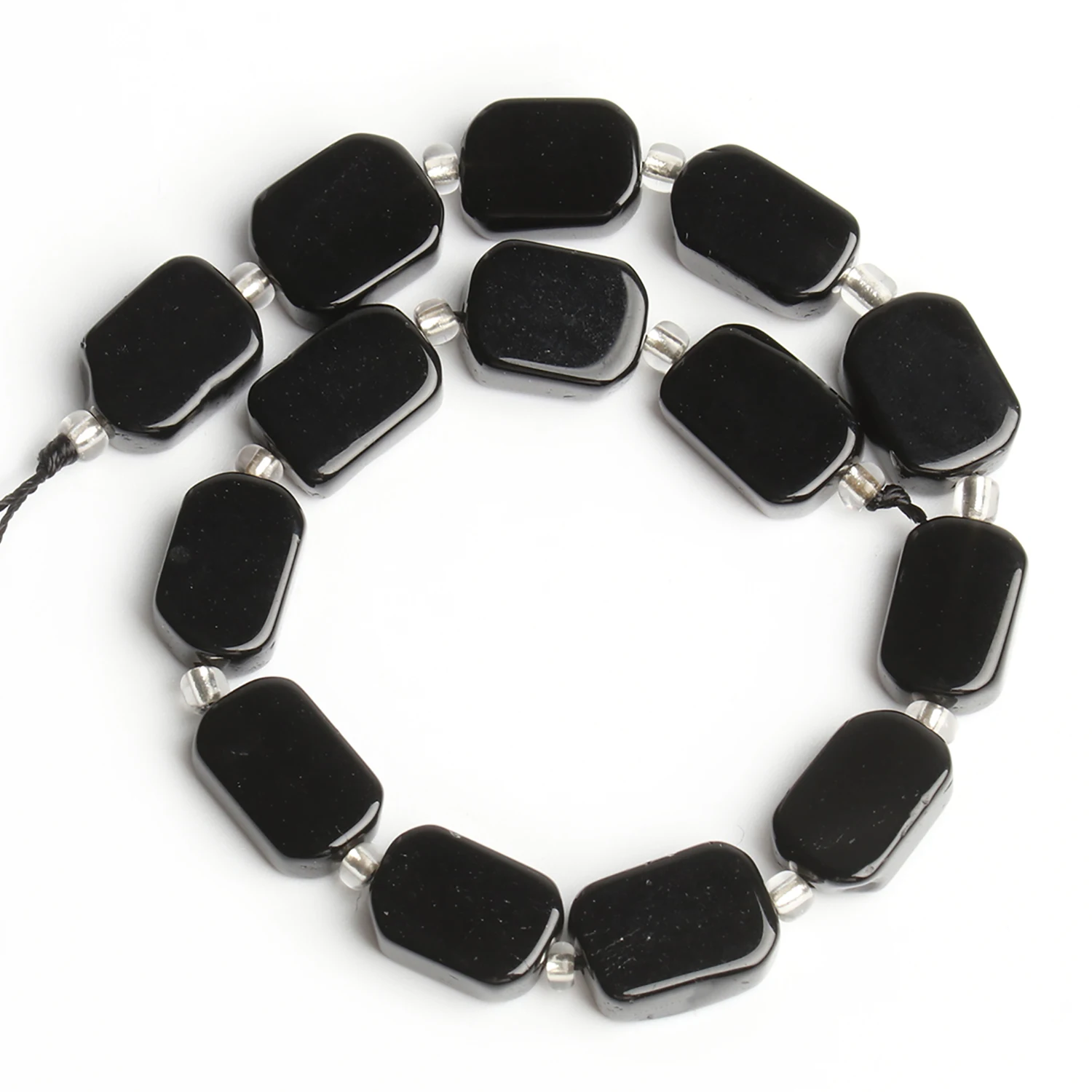 8x12mm Rectangle Shape Beads Natural Black Obsidian Stone Beads for Jewelry Making Diy Bracelet Necklace Beading Accessories