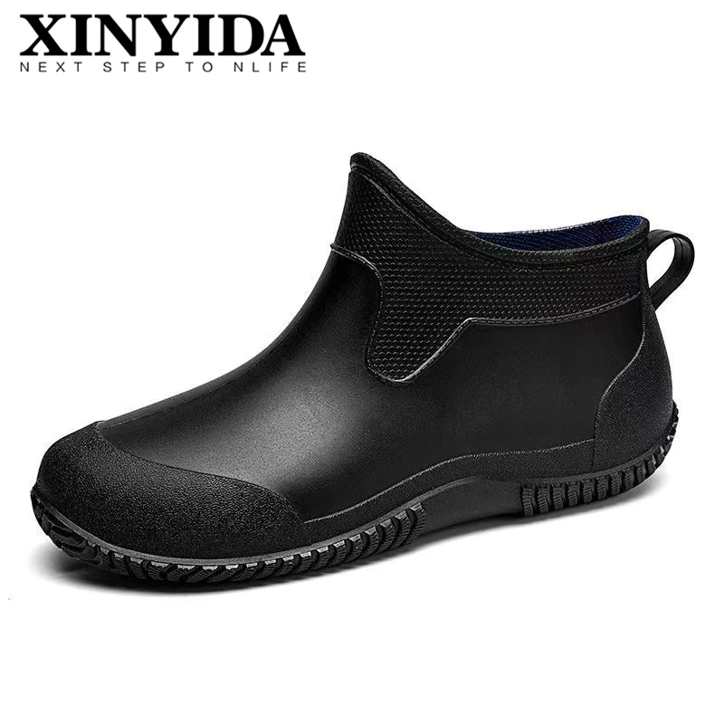 Hotel Restaurant Kitchen Chef Shoes Non Slip Waterproof Oil-Proof Ankle Work Shoes Antislip Car Wash Men's Rain Boots Size 39-44