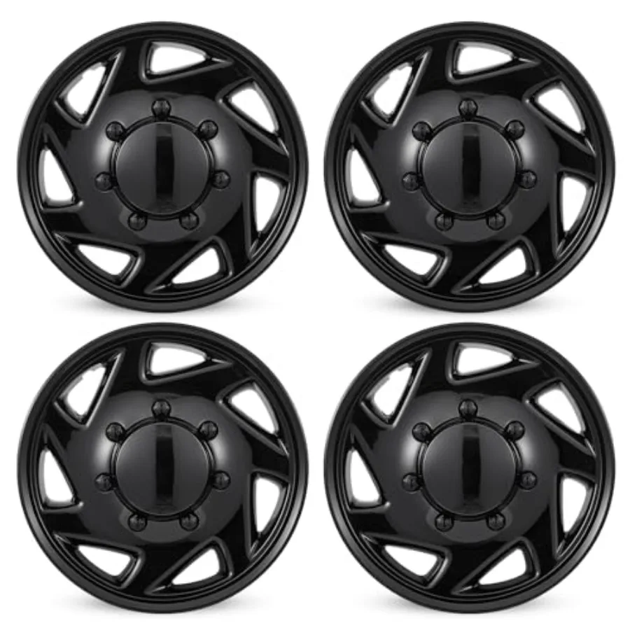 

16 Inch Hubcaps for 1992-2014 Ford E150 E250 E350 Van 8 Lug Steel Wheel, ABS Black Wheel Covers Hubcap Replacement for 92-14 Fo