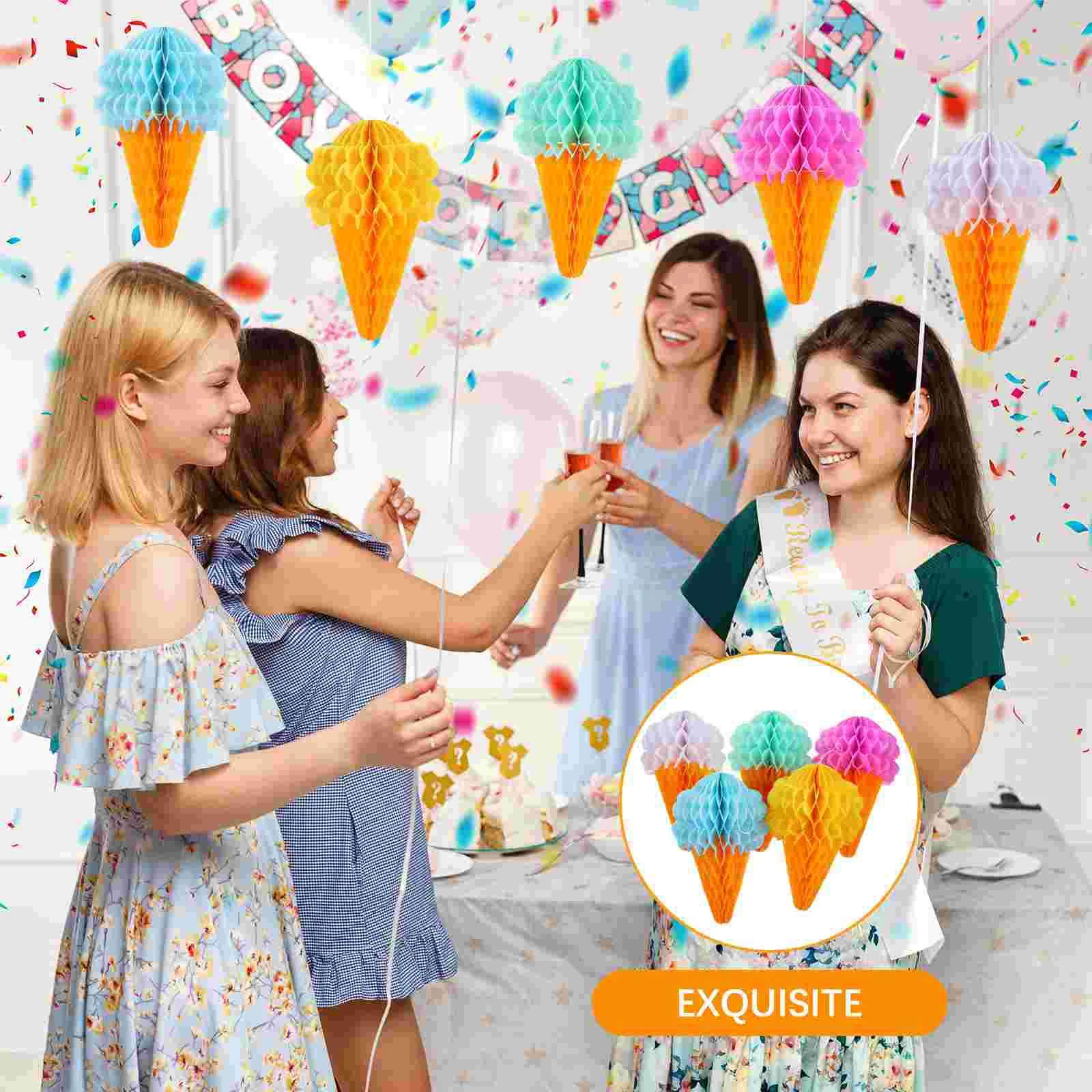 قلادة ورقية معلقة على شكل قرص العسل ، زينة حفل الزفاف ، هدية هدايا ، 5 *