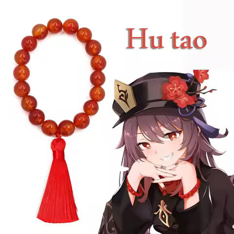 Genshin Impact Hu Tao Same Bracelet Anime Cosplay Vintage Red Beads Bracelets For Women Fashion Jewellery Accessories