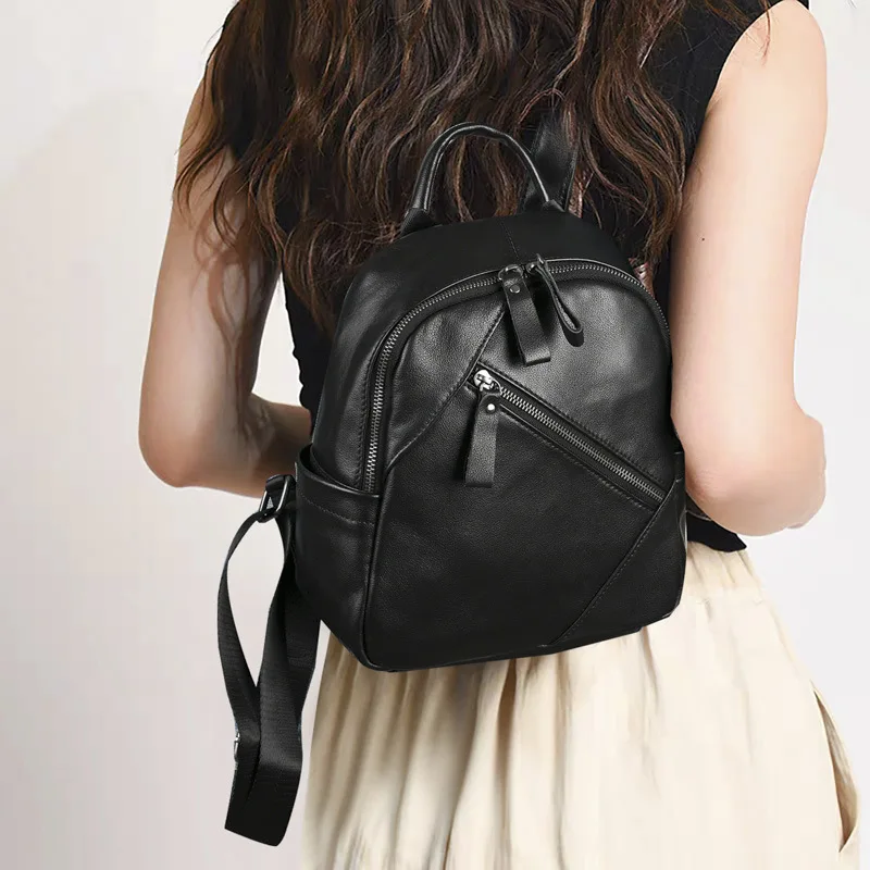 LD-Genuine leather women's bag, classic and versatile. First layer cowhide backpack, single shoulder carrying backpack