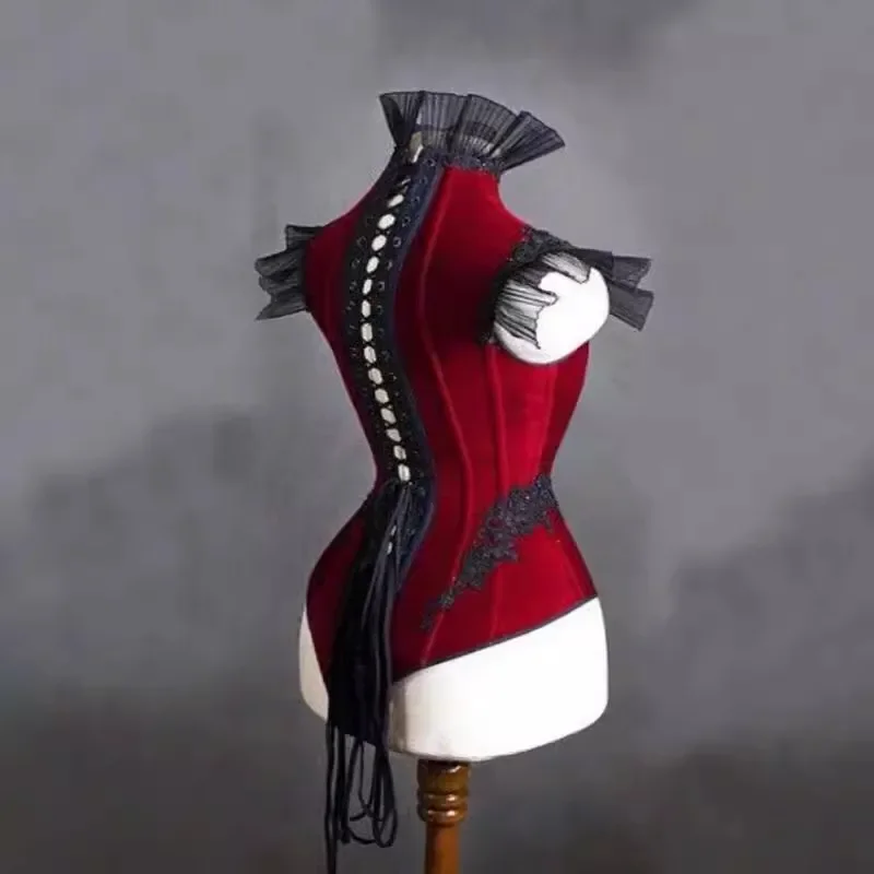 FC6Red-Body con tirantes de amor recortados para mujer, disfraz Sexy de Gogo, traje de baile de Jazz, Bar, club nocturno, Dj, Ds, puesta en escena W @ FC8!