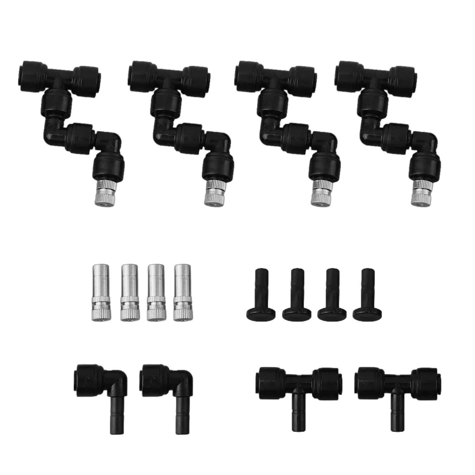 Customizable Misting System Components for Reptile Tank with Quick Insert Fittings and Choke Rings for Secure Fit