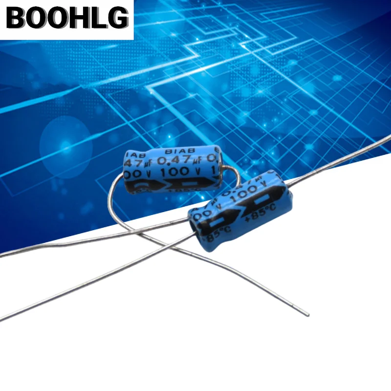 

10PCS 0.47UF Horizontal axial polarized aluminum electrolytic capacitor 100V 0.47UF 6X12MM