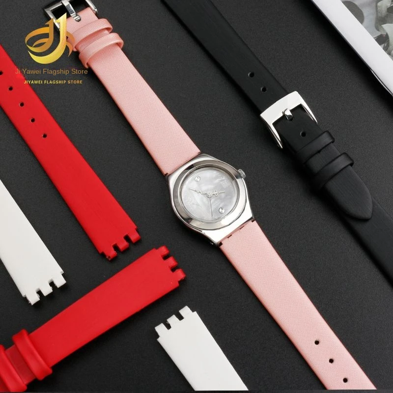 For Swatch YSS317G LK292G/YSS317/LP131 Women\'s genuine leather watch bracelet small silk strap cowhide strap watchband 12mm