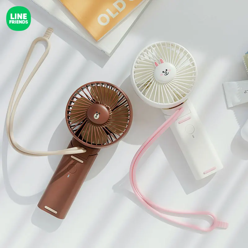 LINE FRIENDS Original Cartoon Brown Bear Connie Anime Portable Fan Kawaii Handheld Desktop Hanging Neck Fan 3In1 Usb Fans Gifts