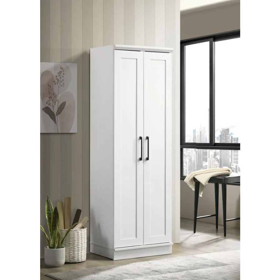 

Evelyn 23 White Sleek Storage Cabinet with Framed Panel Design