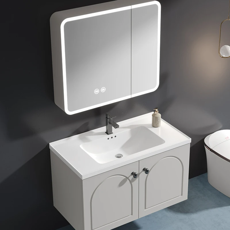 

Fillet Corner Sanitation Bathroom Cabinets Vanity Mirror Home Furniture Simple Luxury Bathroom Cabinets Locker Miroir De Salle