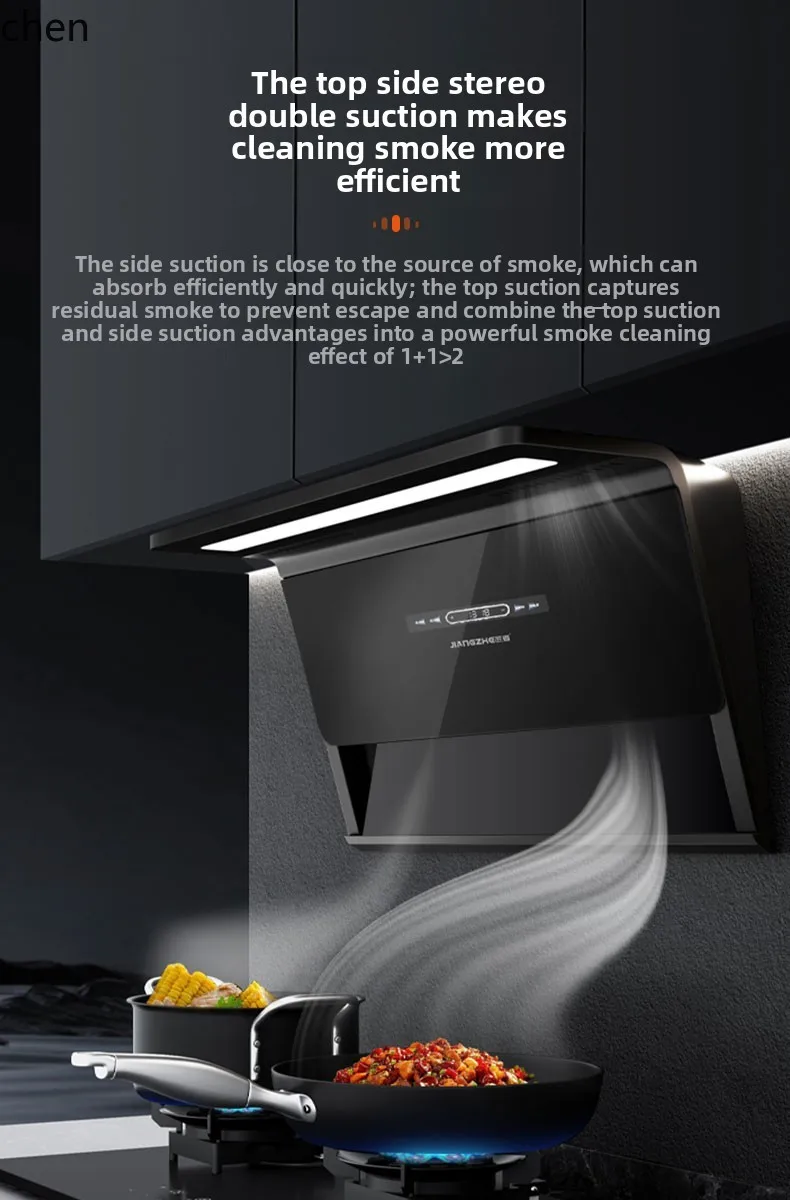 ZML household kitchen range hood large suction top side double suction natural liquefied coal gas stove