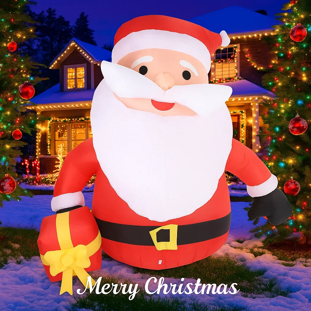 5.91FT Inflatable Toys Santa Claus Gift Box with LED Lit Xmas Yard Party Decoration Christmas Home Supplies Ornament Festive
